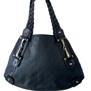 “Gucci”Black Guccissima Leather Pelham Bag